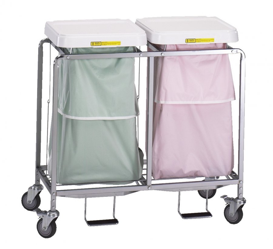 Laundry Hamper With Foot Pedal And Bag Double Lid Heavy Duty Mauve 