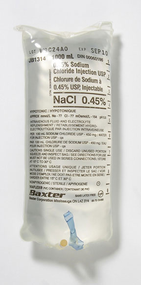Normal Saline 0 45 Sodium Chloride 1000ml Bag For Injection Usp