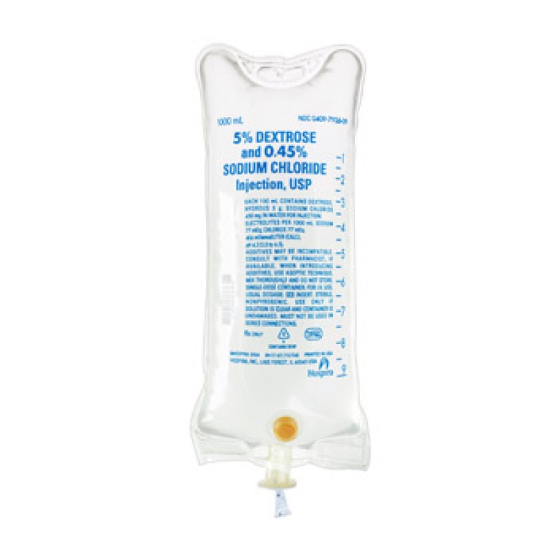 Dextrose 5% And Sodium Chloride 0.45% 1000ml Bag For Injection Usp