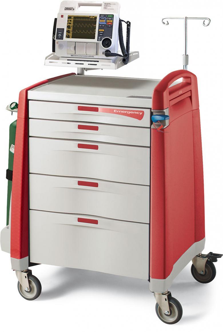 Emergency Red Crash Cart W/all 6 Options & Core Locking System 5 Drw 39
