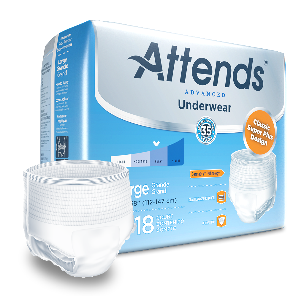 Attends Advanced Protective Underwear Super Plus Absorbency With Leg ...