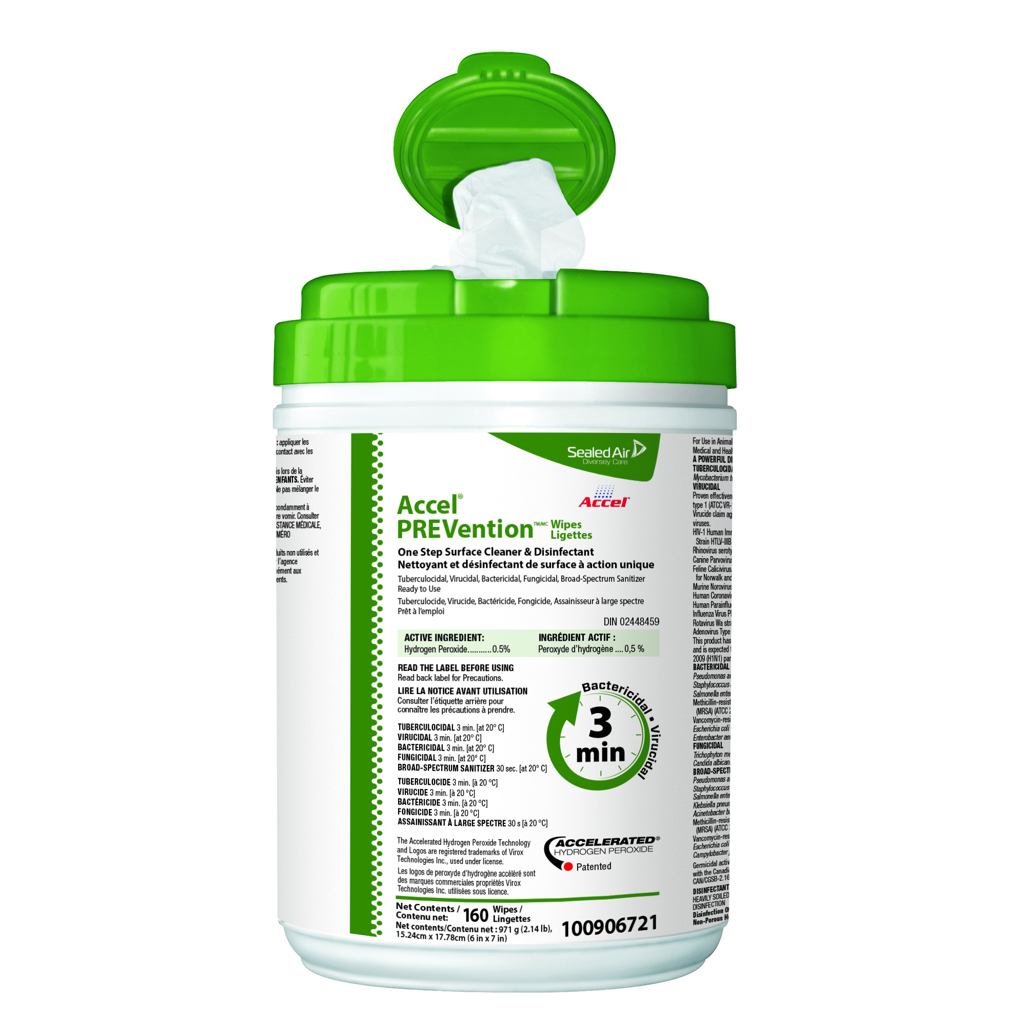 Accel Prevention Virox 3 Minute One-step Surface Disinfectant Wipe 6″x7″  160 Per Tub « Medical Mart