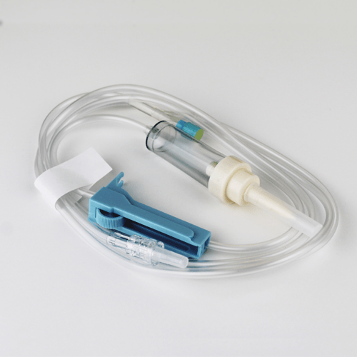 Iv Solution Set With Injection Site And Luer Lock Adaptor And