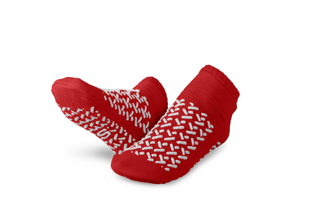 Non-slip Double Tread Fall Management Socks Small Red « Medical Mart
